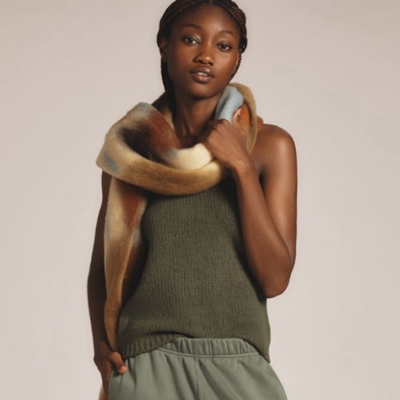 NWT! Anthropologie Dark Green Flat White Tube Top Sweater - Size Small 🏀 - Picture 5 of 7